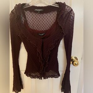 Vintage rare Betsey Johnson mesh dot blouse with matching cami